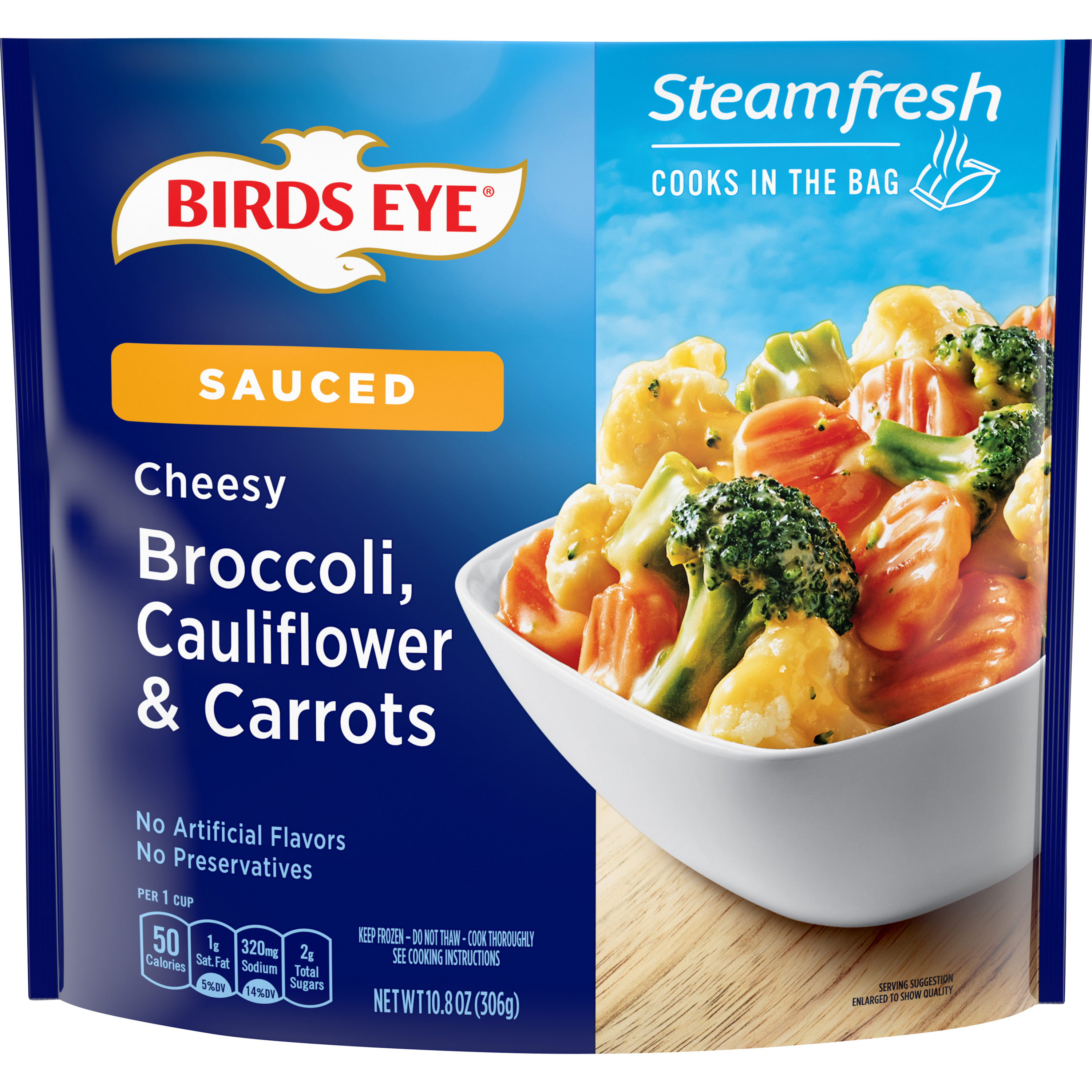 Birds Eye Steamfresh Chef’s Favorites Sauced Broccoli, Cauliflower & Carrots with Cheese Sauce