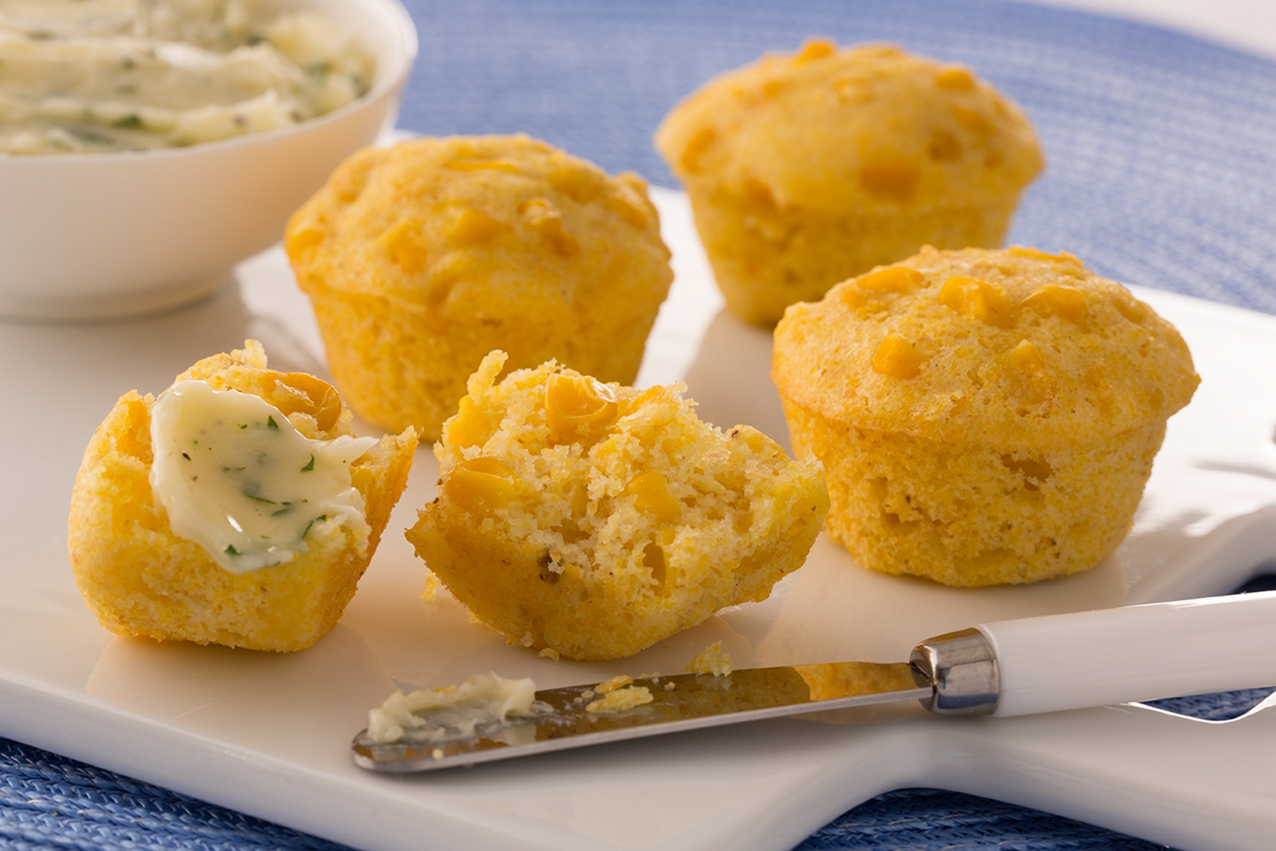 Mini Corn Muffins with Honey Herbed Butter | Birdseye